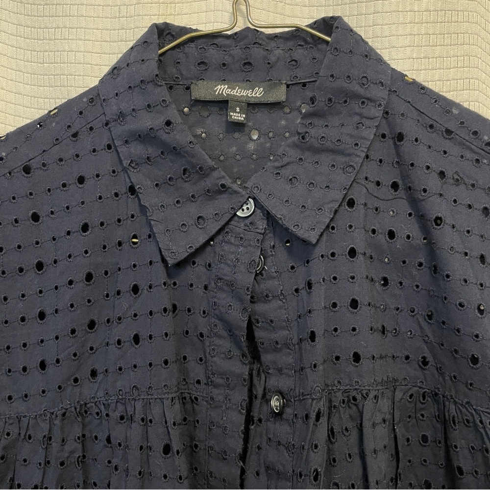 Madewell Eyelet Seamed Button-Down Shirt Small​ - Picture 5 of 6